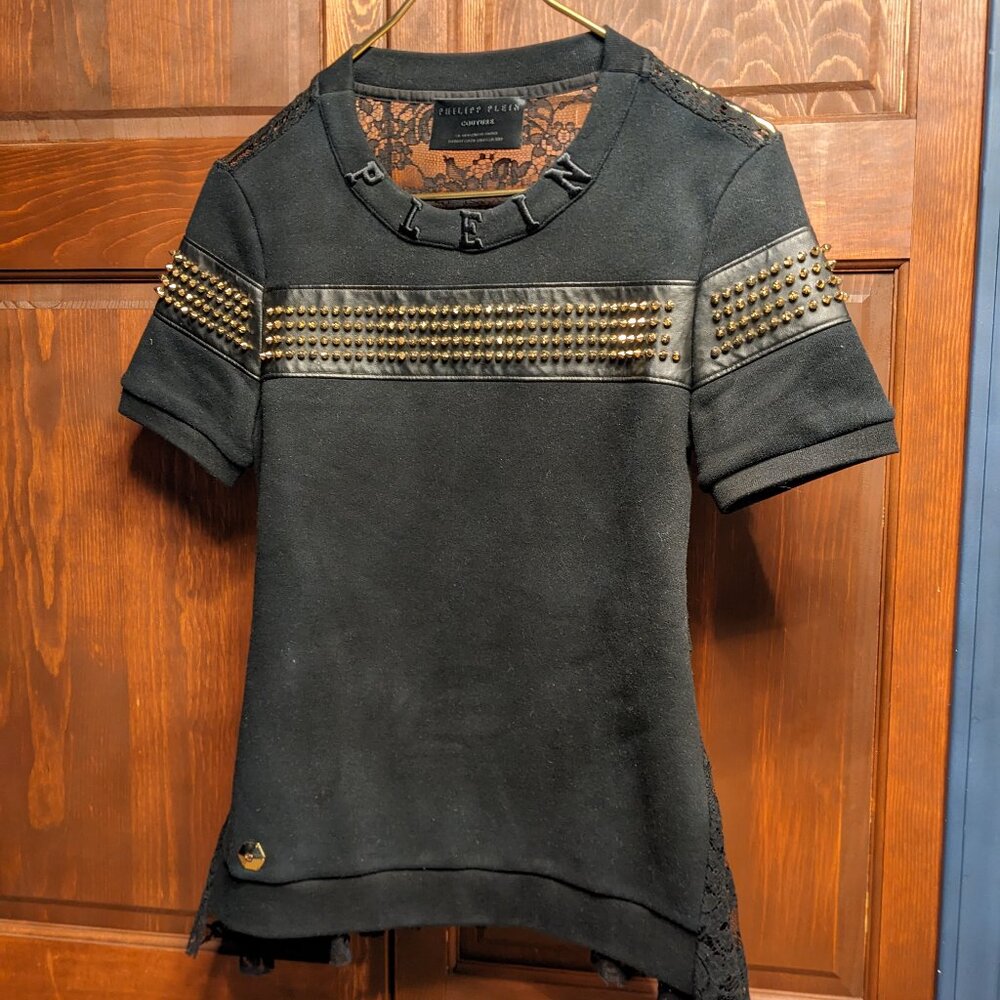 European Designer Top - Phillip Plein - Short Shelve - Lace Back